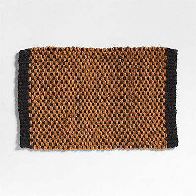 View Checkered Coir Black and Natural Indoor/Outdoor Doormat 24"x36" details