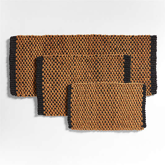 Checkered Coir Black and Natural Indoor/Outdoor Doormats