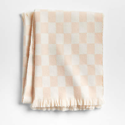 Dusty Blush Checkmate Baby Stroller Blanket by Leanne Ford