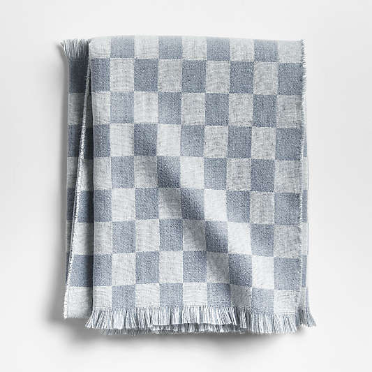 Cloudy Blue Checkmate Baby Stroller Blanket by Leanne Ford