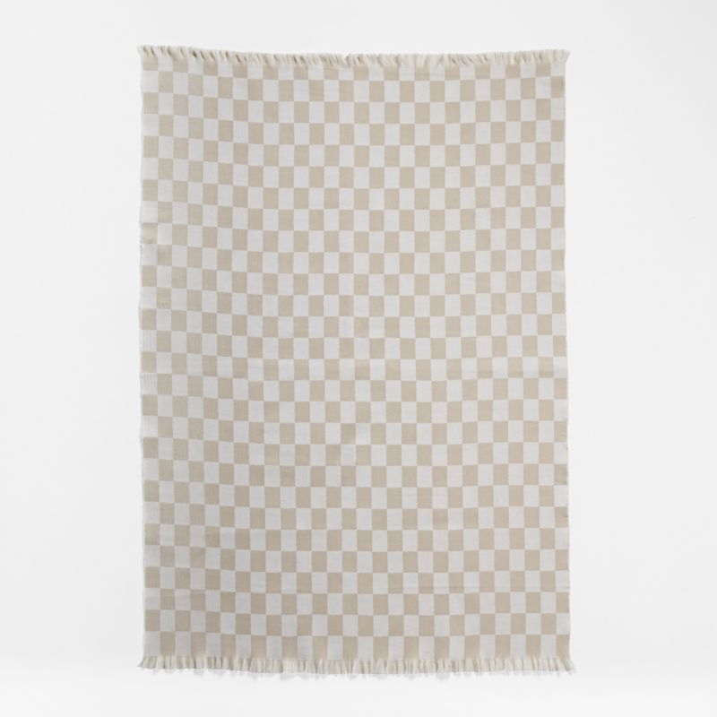 Natural Taupe Checkmate Baby Stroller Blanket by Leanne Ford - image 4 of 6