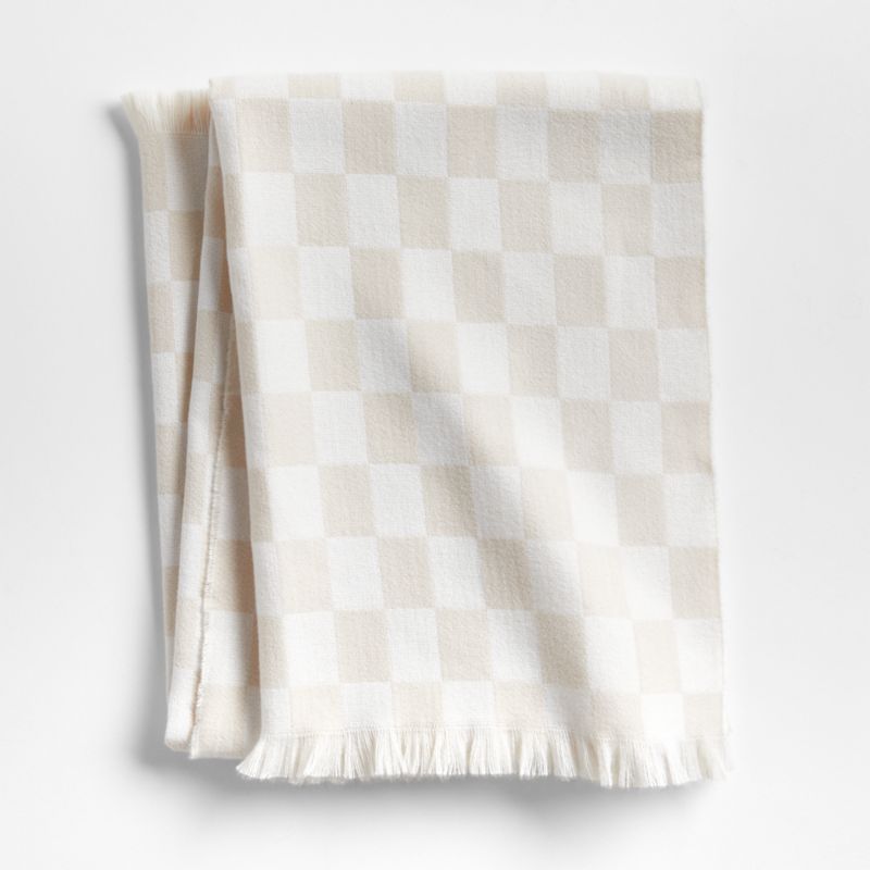 Natural Taupe Checkmate Baby Stroller Blanket by Leanne Ford