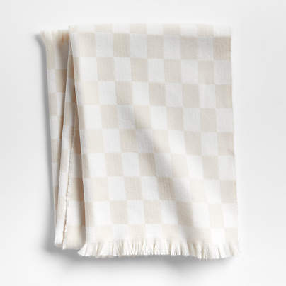 Natural Taupe Checkmate Baby Stroller Blanket by Leanne Ford