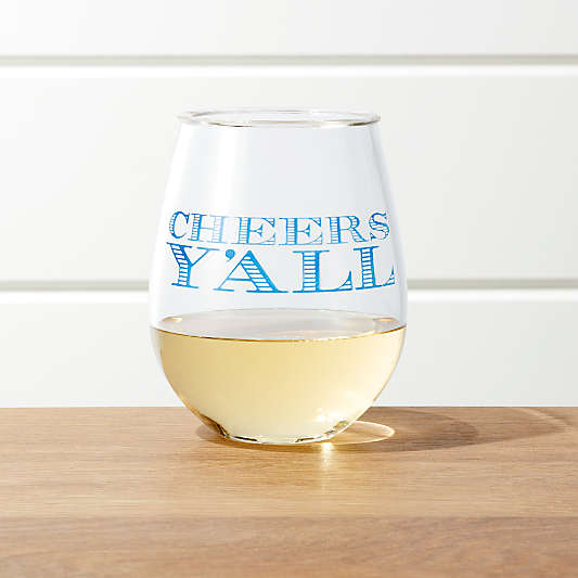 Cheers Y'All Acrylic Wine Glass