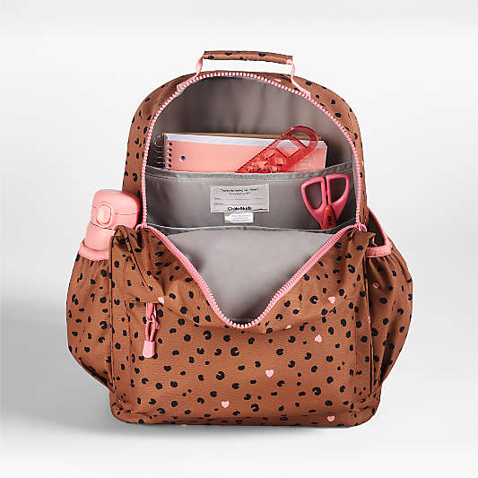 Cheetah Hearts Large Kids Backpack with Side Pockets