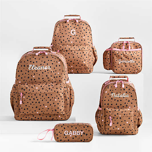 Cheetah Hearts Medium Kids Backpack with Side Pockets