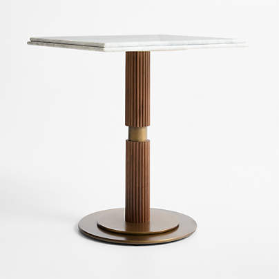 Chelsea 24" Carrara Marble and Walnut Dining Table