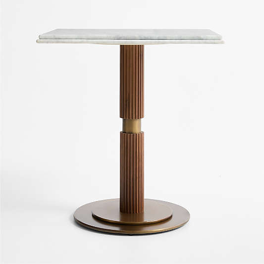 Chelsea 24" Carrara Marble and Walnut Bistro Dining Table