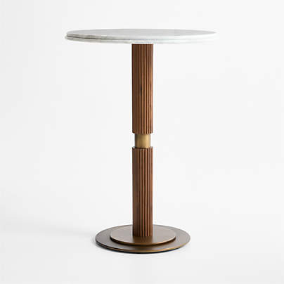 Chelsea 30" Carrara Marble and Walnut Round Bar Table