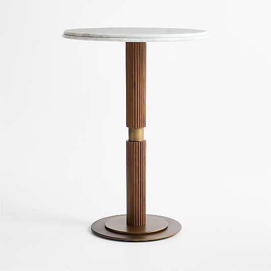 Chelsea 30" Carrara Marble and Walnut Round Bar Table