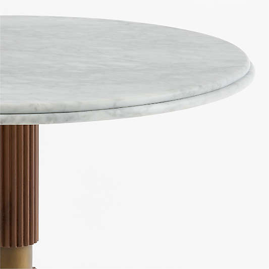 Chelsea 36" Carrara Marble and Walnut Round Bistro Dining Table