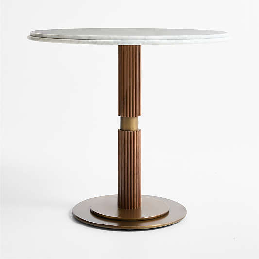 Chelsea 36" Carrara Marble and Walnut Round Bistro Dining Table
