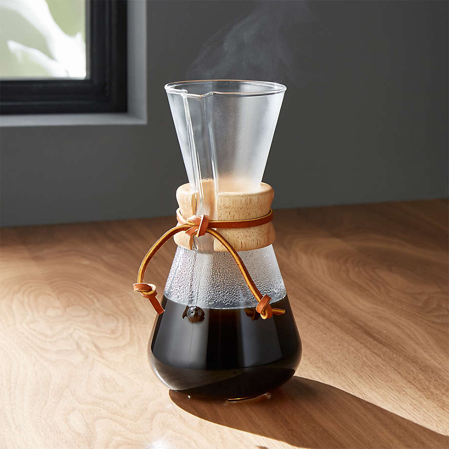 Glass Coffee Maker Chemex Style Coffeemaker Pour Over Coffee Pot Wood Collar 