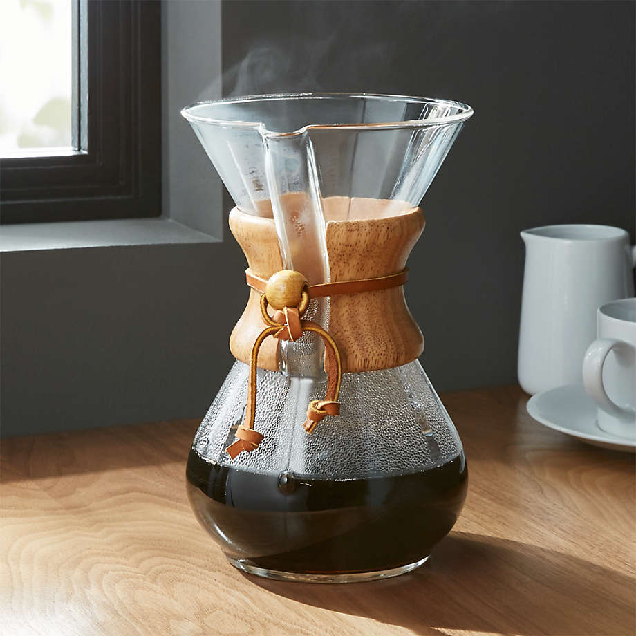 Chemex 6Cup Glass PourOver Coffee Maker with Natural Wood Collar + Reviews Crate & Barrel Canada