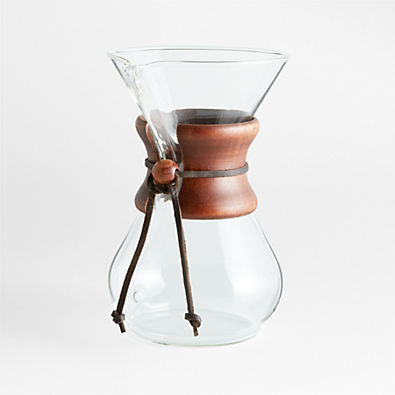 View Chemex® 6-Cup Glass Pour-Over Coffee Maker with Dark Wood Collar details