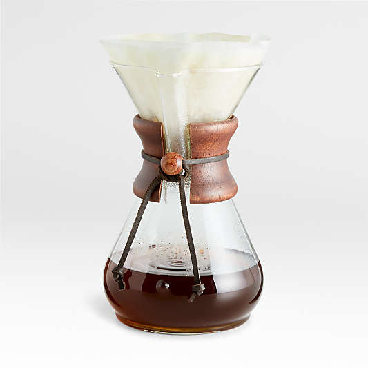 Chemex® 8-Cup Glass Pour-Over Coffee Maker with Dark Wood Collar