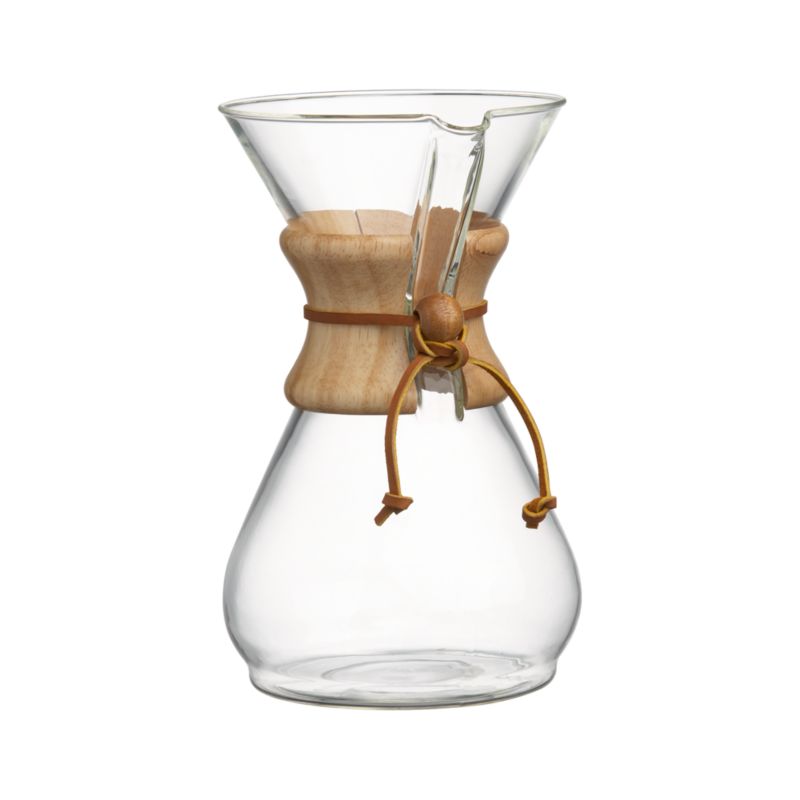 Chemex 8 Cup Glass Pour Over Coffee Maker with Natural Wood Collar Reviews Crate Barrel