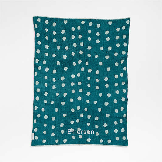 Reversible Blue Chenille Dot Baby Stroller Blanket