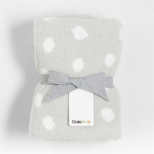 Reversible Grey Chenille Dot Baby Stroller Blanket