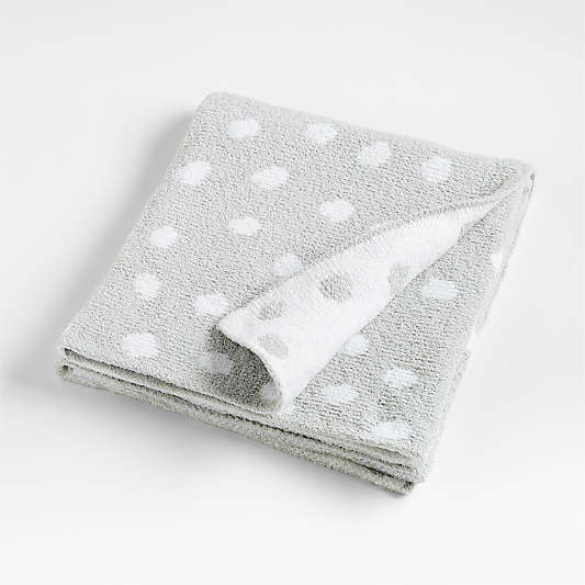 Reversible Grey Chenille Dot Baby Stroller Blanket