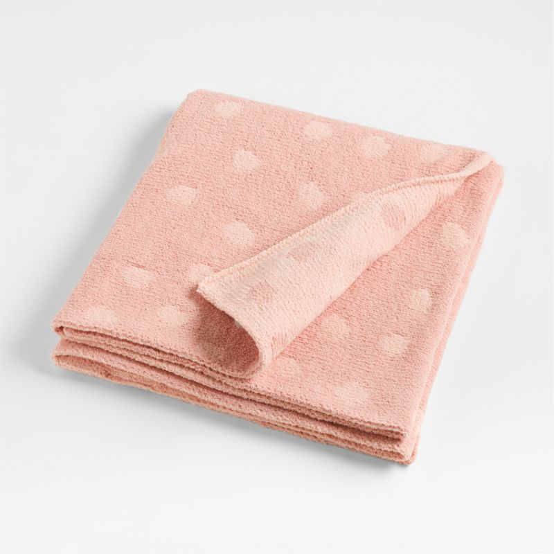 Reversible Pink Chenille Dot Baby Stroller Blanket