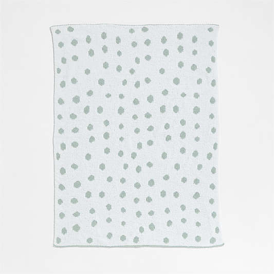 Reversible Muted Teal Chenille Dot Baby Stroller Blanket