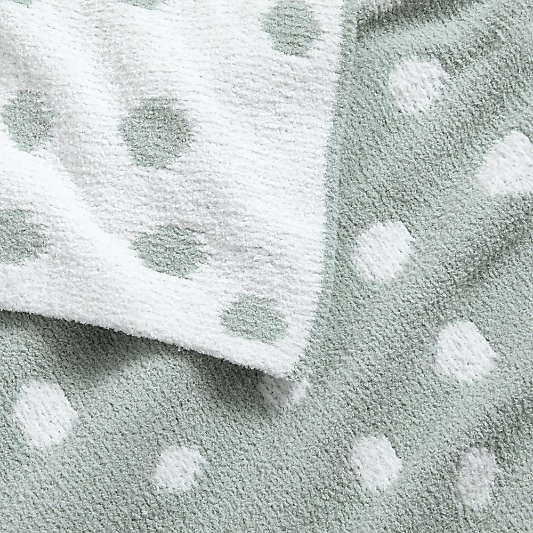 Reversible Muted Teal Chenille Dot Baby Stroller Blanket