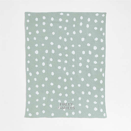 Reversible Muted Teal Chenille Dot Baby Stroller Blanket