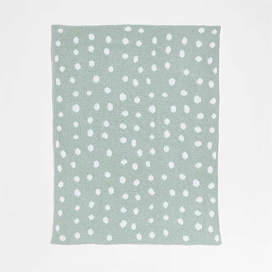 Reversible Muted Teal Chenille Dot Baby Stroller Blanket