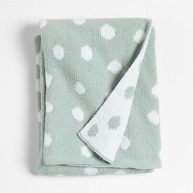 View Reversible Muted Teal Chenille Dot Baby Stroller Blanket details