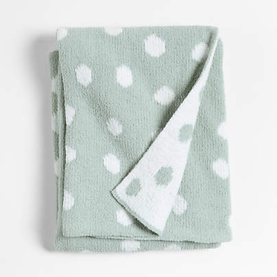 Reversible Muted Teal Chenille Dot Baby Stroller Blanket