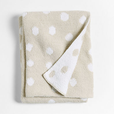 View Reversible Stone Tan Chenille Dot Baby Stroller Blanket details