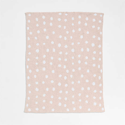 Reversible Pink Tint Chenille Dot Baby Stroller Blanket