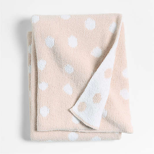 Reversible Pink Tint Chenille Dot Baby Stroller Blanket