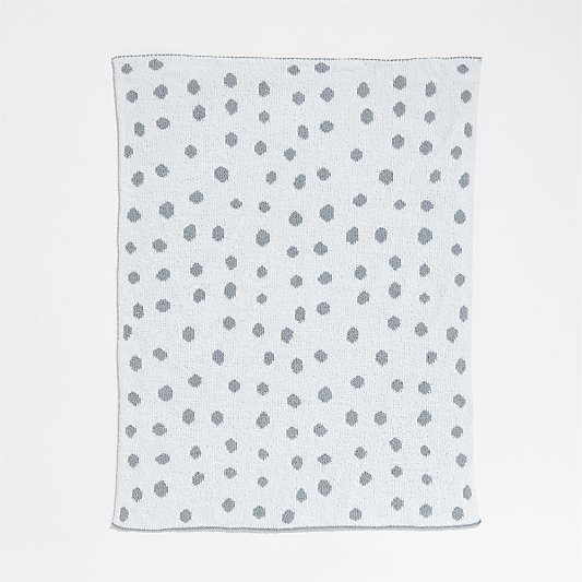 Reversible Mist Blue Chenille Dot Baby Stroller Blanket