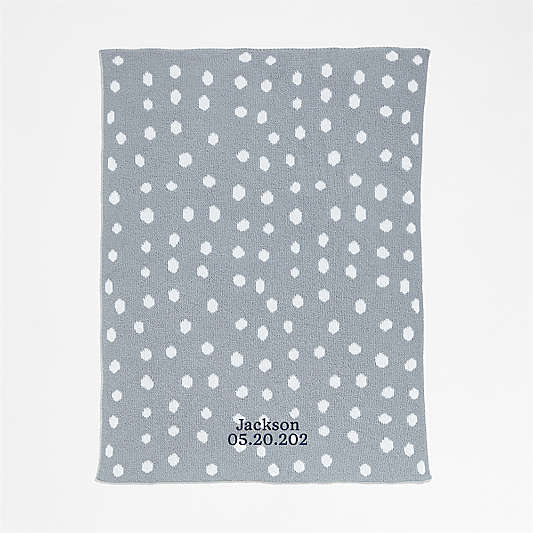 Reversible Mist Blue Chenille Dot Baby Stroller Blanket