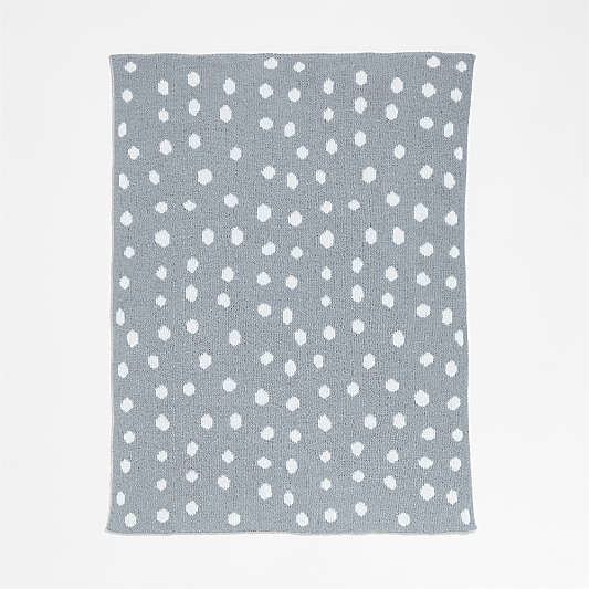 Reversible Mist Blue Chenille Dot Baby Stroller Blanket