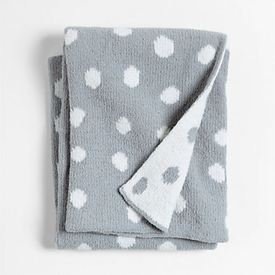 View Reversible Mist Blue Chenille Dot Baby Stroller Blanket details