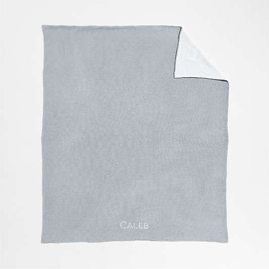 Reversible Mist Blue Chenille Kids Blanket