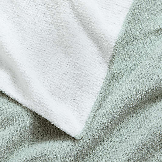 Reversible Muted Teal Chenille Solid Baby Stroller Blanket