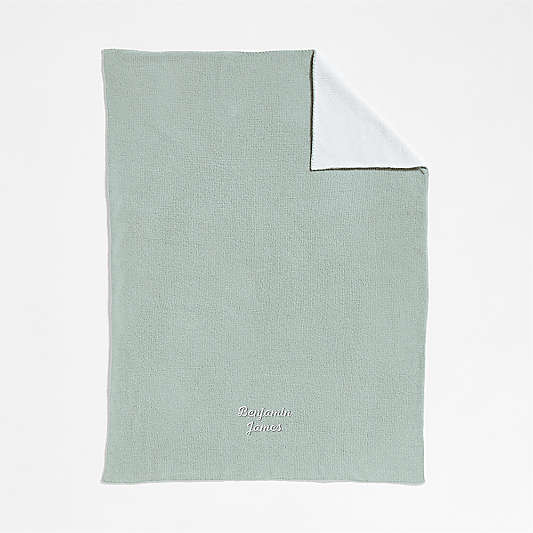Reversible Muted Teal Chenille Solid Baby Stroller Blanket