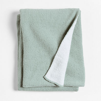 View Reversible Muted Teal Chenille Solid Baby Stroller Blanket details
