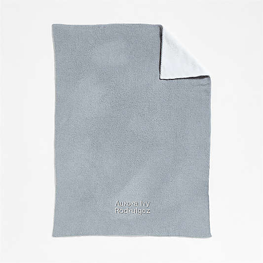 Reversible Mist Blue Chenille Solid Baby Stroller Blanket