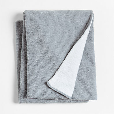 View Reversible Mist Blue Chenille Solid Baby Stroller Blanket details