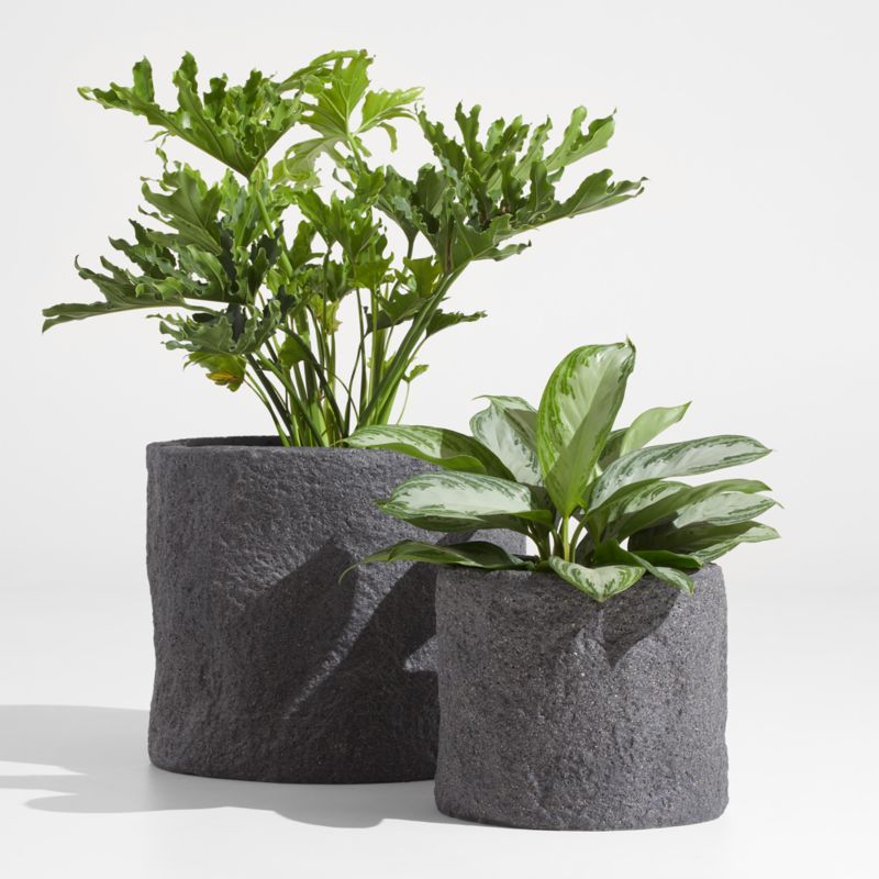 Chesil Large Black Slate Faux Stone Planter