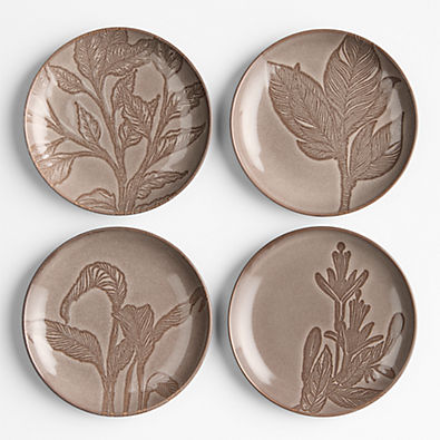 View Chestnut Botanical Plates Appetizer Plates, Set of 4 details