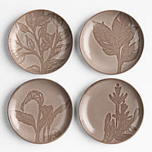 Chestnut Botanical Plates Appetizer Plates, Set of 4 + Reviews | Crate & Barrel