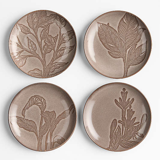 Chestnut Botanical Plates Appetizer Plates, Set of 4