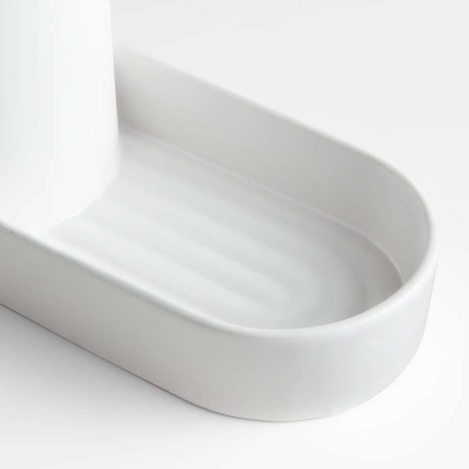 Crate and Barrel Chet White Ceramic Sink Caddy | Crate & Barrel