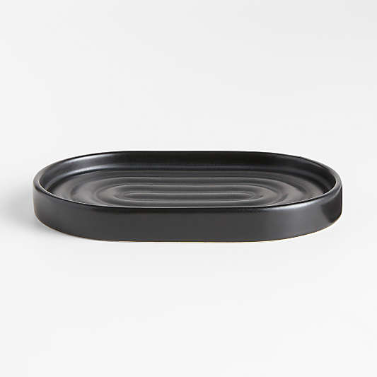 Chet Black Ceramic Soap Dish/Sponge Holder